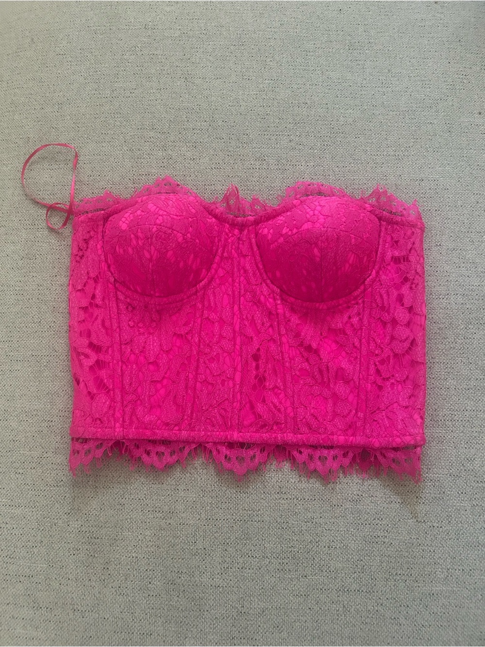 Fuchsia Lace Longline Bustier Top
